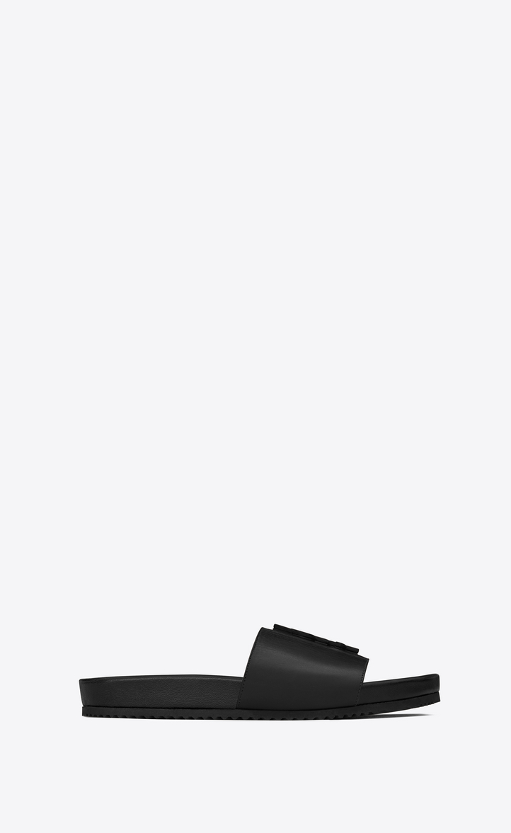 Saint Laurent JOAN 05 Slide Sandal In Black Leather | YSL.com