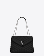 SAINT LAURENT Monogramme Loulou D medium loulou chain bag in black "y" matelassé leather f
