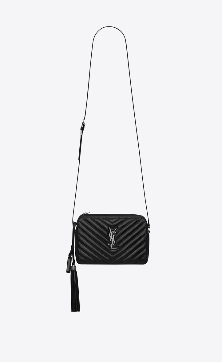 Saint Laurent Small Lou Camera Bag In Black Matelassé Leather | 0