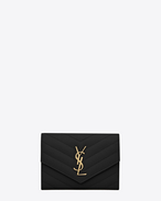 SAINT LAURENT Monogram Matelassé D monogram passport case in black f