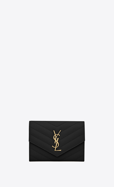 SAINT LAURENT Monogram Matelassé Woman passport case in black a_V4