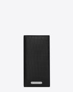 SAINT LAURENT ID SLG U ID Continental Wallet in Black crocodile embossed leather f