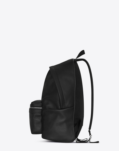 SAINT LAURENT Men’S Classic Hunting Leather Trimmed Canvas Backpack In ...