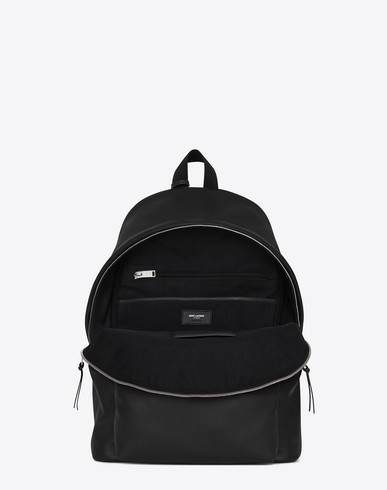 SAINT LAURENT Men’S Classic Hunting Leather Trimmed Canvas Backpack In ...