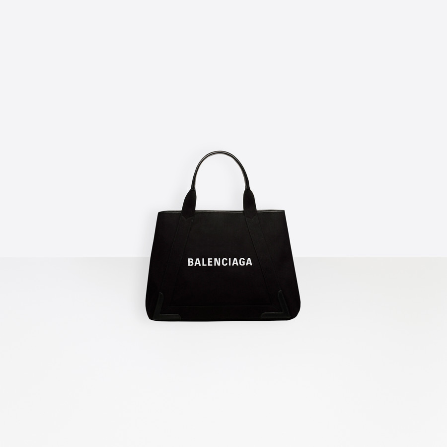 Women S Black White Denim Navy Cabas M Balenciaga Balenciaga Denim Navy Cabas M Handbag Woman F