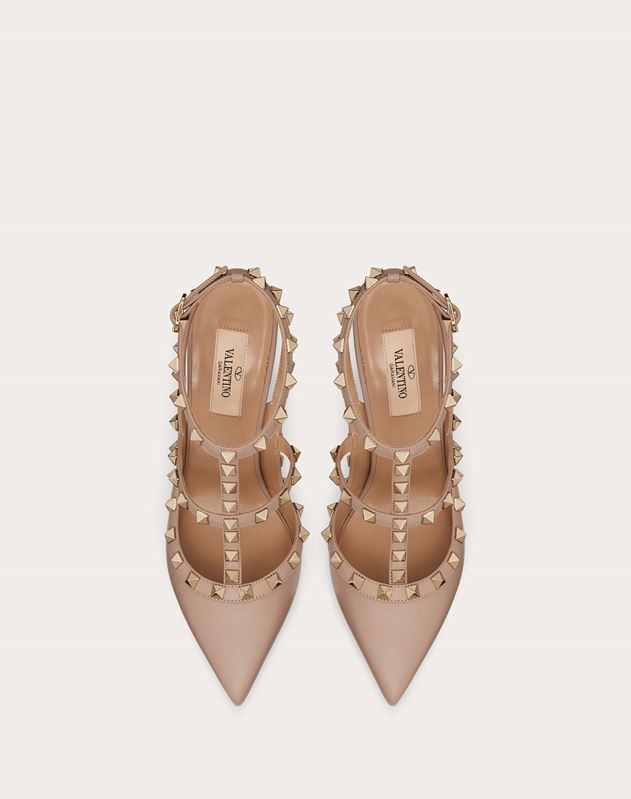 rockstud ankle strap pump with tonal studs 100 mm