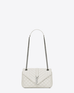 SAINT LAURENT Monogram envelope Bag D klassische soft envelope monogram in der größe medium aus taubenweißem mixed matelassé-leder f