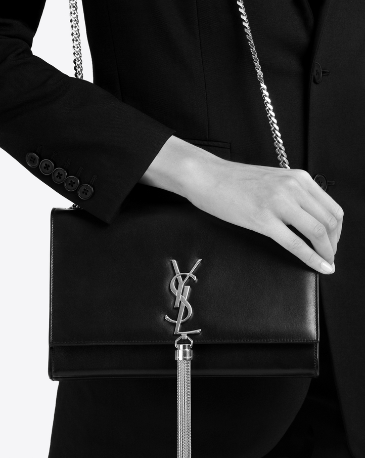 Saint Laurent Medium Kate Tassel Chain Bag In Black Leather | YSL.com