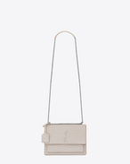 SAINT LAURENT Sunset D Medium SUNSET Bag in Icy White Crocodile Embossed Leather f