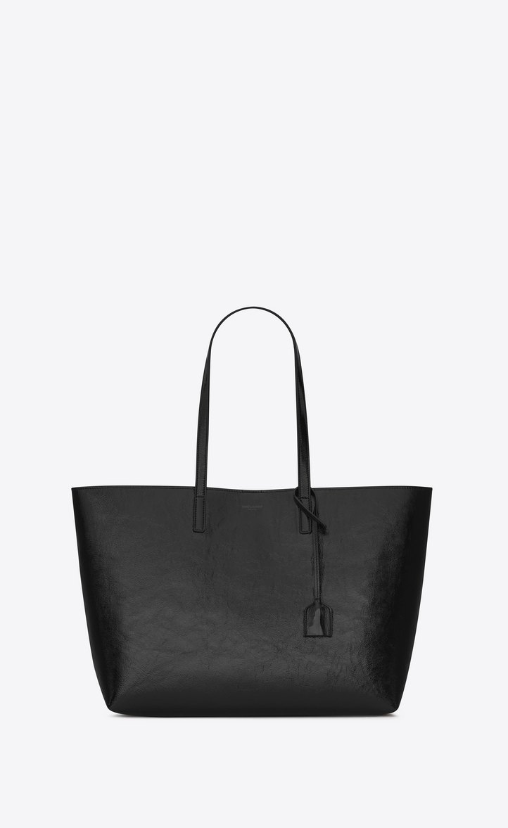 Saint Laurent Ping Tote Bag In Black Patent Ping Saint Laurent Tote Bag In Black Patent Leather Front View