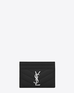SAINT LAURENT Monogram Matelassé D monogram Credit Card Case in Black Grain de Poudre Textured Matelassé Leather f