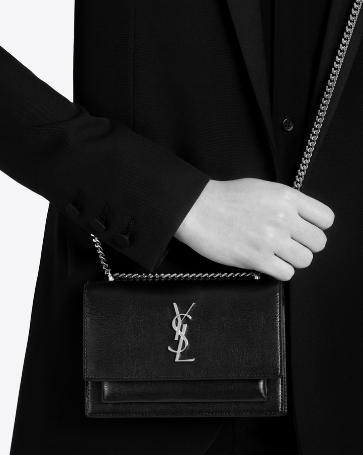 SAINT LAURENT BAG UNBOXING  SUNSET SMALL CROC EFFECT LEATHER IN