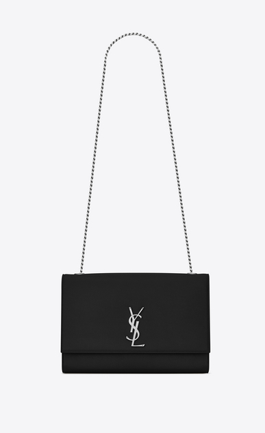 SAINT LAURENT MONOGRAM KATE Woman large kate chain bag in black textured leather a_V4