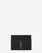 SAINT LAURENT Monogram Matelassé D COLLEGE Credit Card Case in Black Diamond Matelassé Leather f