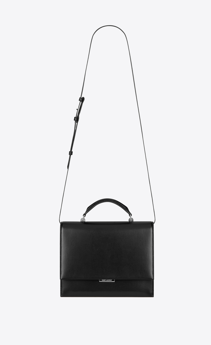 Saint Laurent Medium Babylone Top Handle Bag In Black Leather Medium Babylone Top Handle Bag In Black Leather Front View