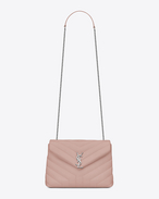 SAINT LAURENT Monogramme Loulou D Small LOULOU Chain Bag in Pale Blush "Y" Matelassé Leather f