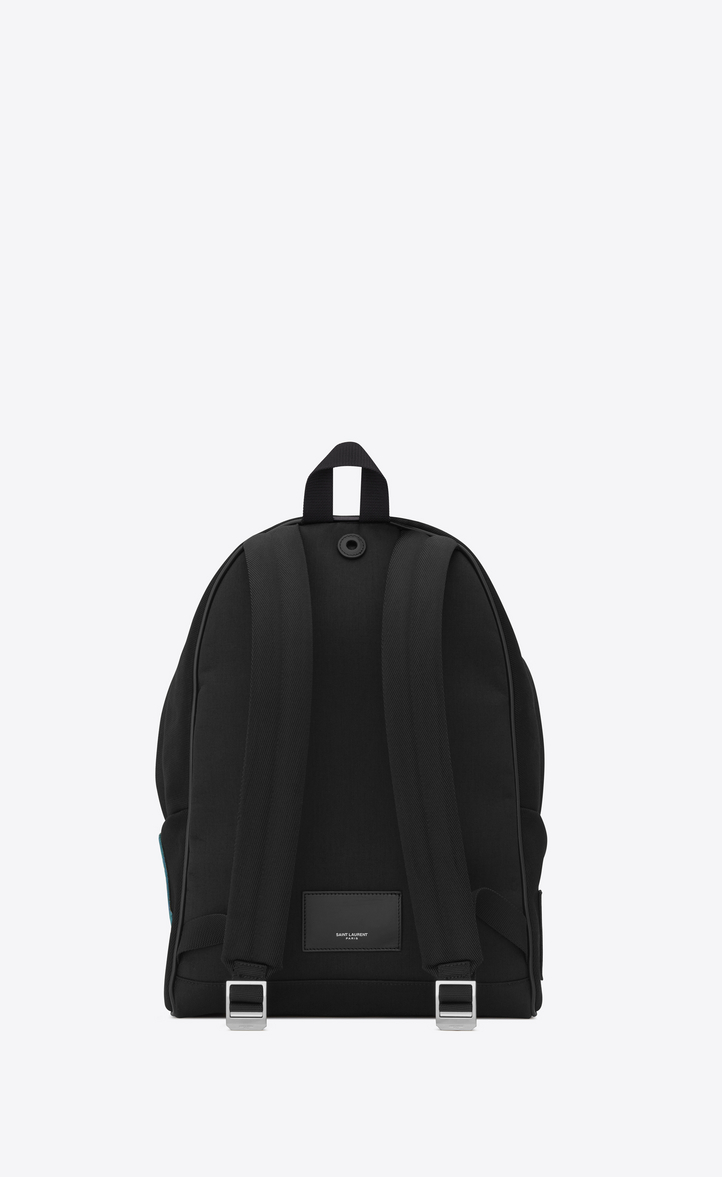 Saint Laurent CITY Backpack With Patches In Black Twill And Leather ...