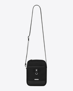 SAINT LAURENT Messenger And Crossbody U RIVINGTON Pouch in Black nylon canvas and Black Leather f