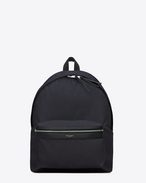 SAINT LAURENT Backpack U classic hunting backpack in navy blue nylon canvas and black leather f