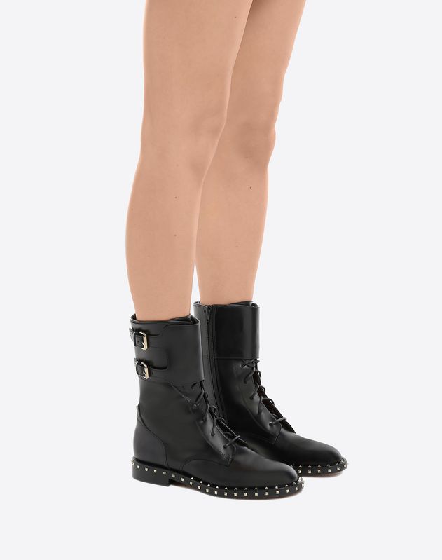 valentino garavani soul rockstud leather combat boots