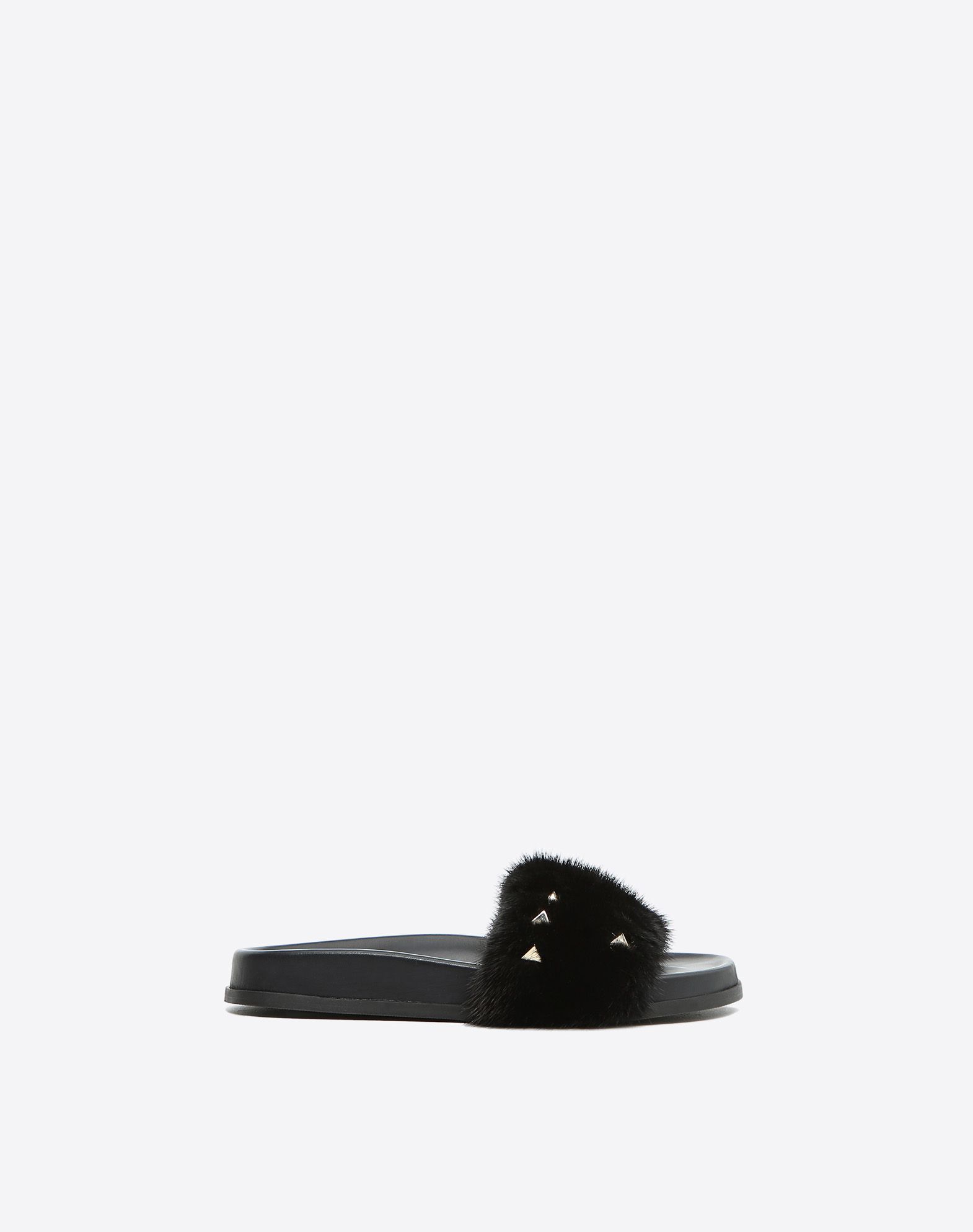 valentino rockstud fur slides