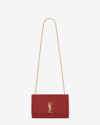 SAINT LAURENT MONOGRAM KATE D classic medium kate satchel in red grain de poudre textured leather f
