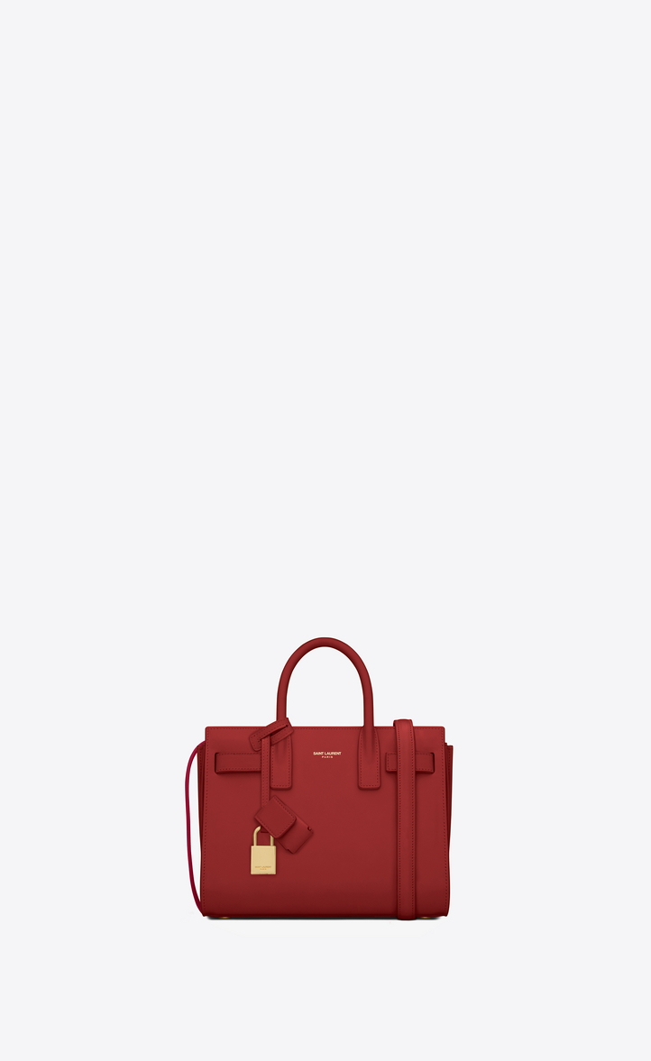 Saint Lau Nano Sac De Jour Bag In Lipstick Red Leather Nano Sac De Jour Bag In Lipstick Red Leather Front View