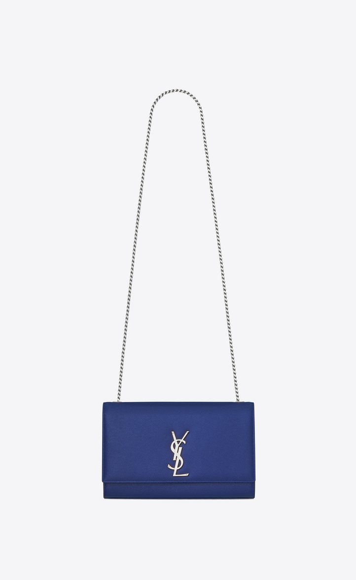 Saint Lau Medium Kate Chain Bag In Royal Blue Textured Leather Medium Kate Chain Bag In Royal Blue Textured Leather Front View