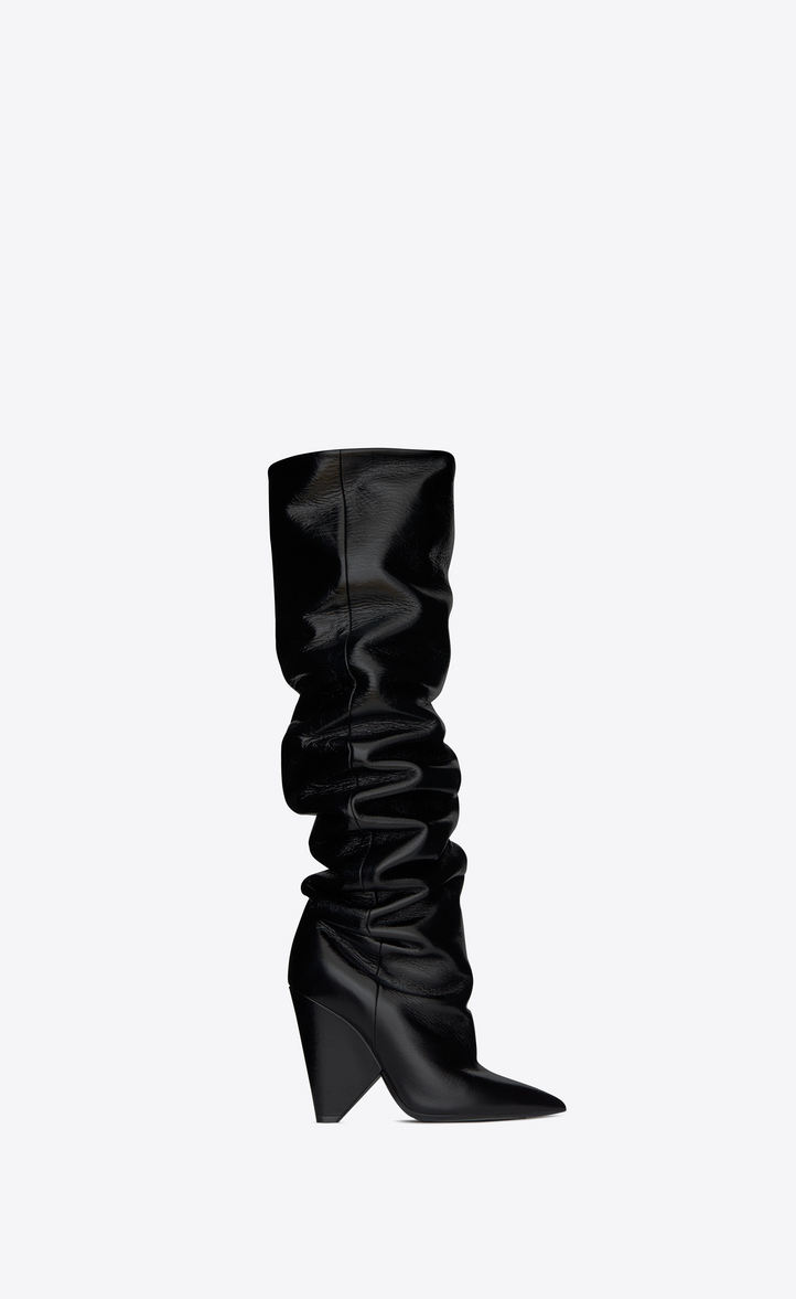‎Saint Laurent ‎ NIKI 105 Thigh High Boot In Black Moroder Leather ...