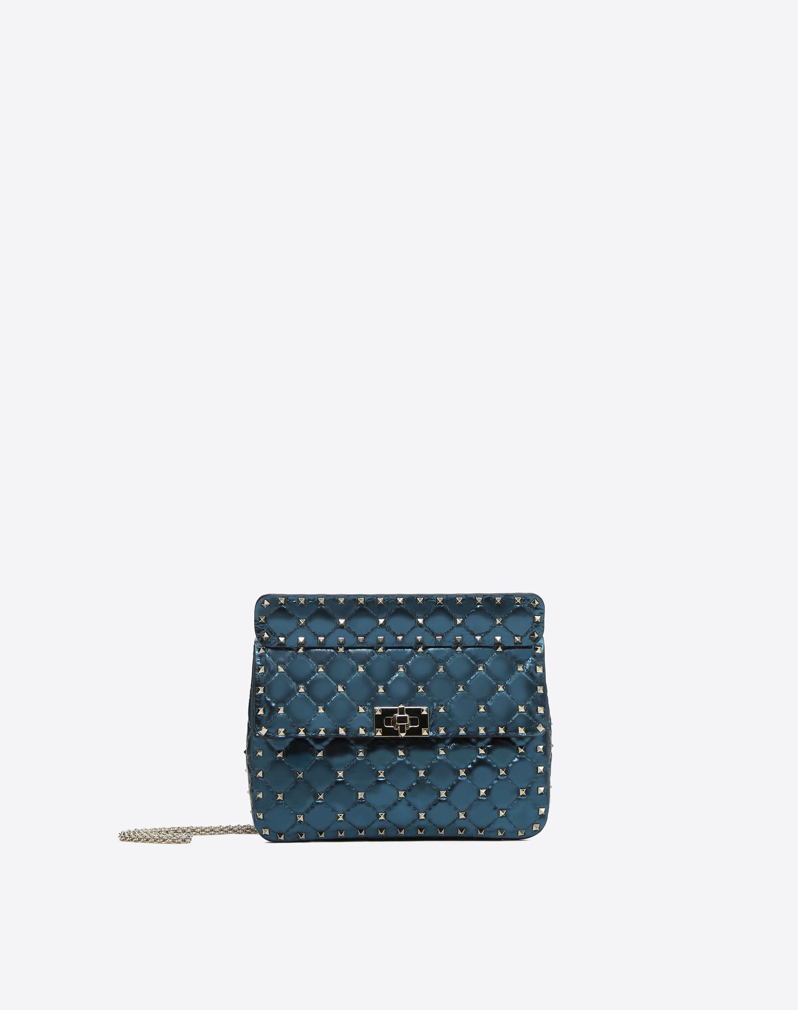 metallic blue bag