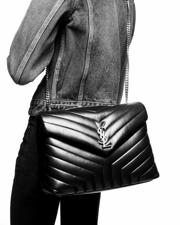 Saint Laurent Medium Loulou Chain Bag In Black &quot;y&quot; Matelassé Leather | www.waterandnature.org