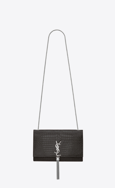 Saint Lau Kate Medium With Tassel In Embossed Crocodile Shiny Saint Lau Kate Medium With Tassel In Embossed Crocodile Shiny Leather Ysl