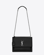 SAINT LAURENT Sunset D Sac Large SUNSET en cuir noir f