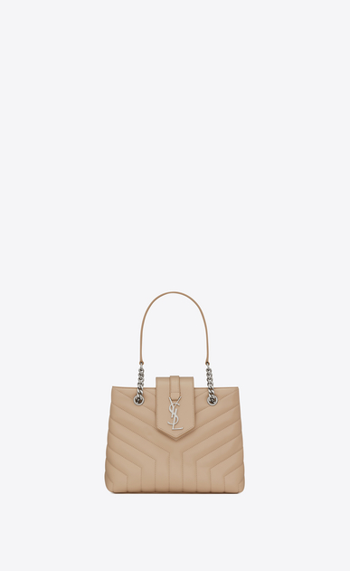 kleine loulou shoppertasche aus puderrosa leder mit y-steppnähten