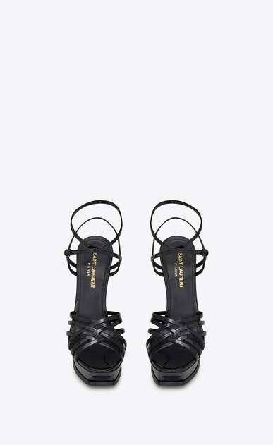 SAINT LAURENT Tribute 105 Multi-Strap Sandals In Black Patent Leather ...