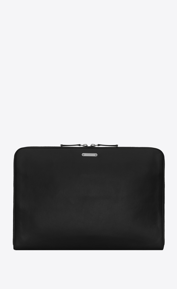 Saint Lau Id Zipped Laptop Pouch In Smooth Leather Ysl Id Zipped Laptop Pouch In Smooth Leather Front View