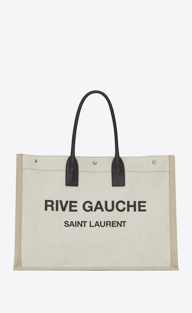 noe saint laurent rive gauche tote bag in linen canvas