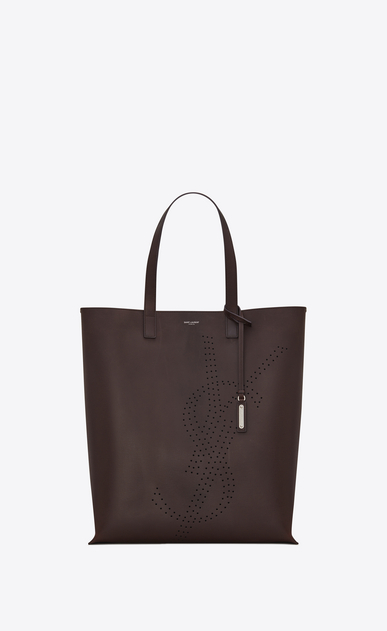 bold shopping bag in vintage leather with perforated logo
