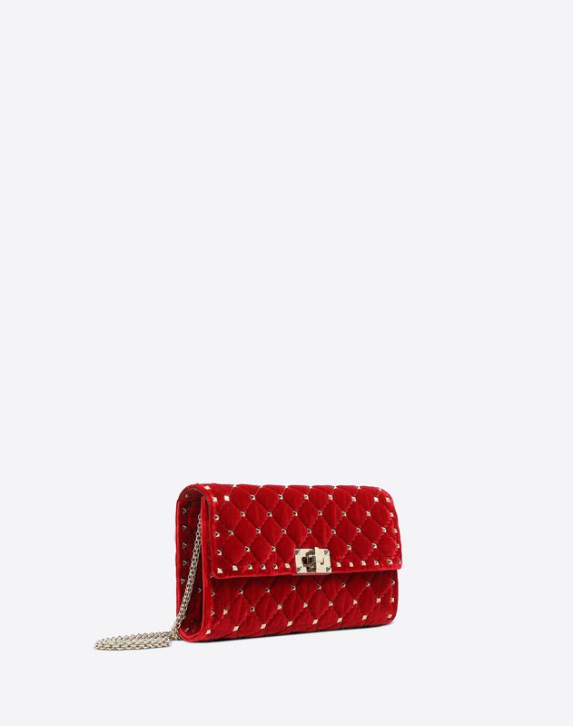 Valentino Women S Bags Garavani Velvet Rockstud Spike Chain Clutch