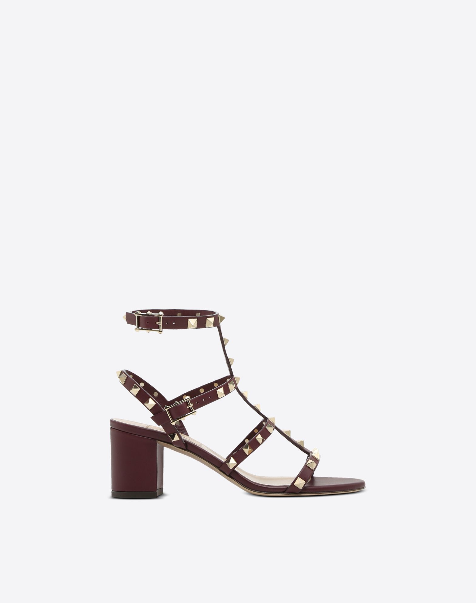 valentino rockstud block heel cage sandal