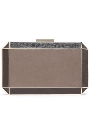 ANYA HINDMARCH TWO-TONE TEXTURED-LEATHER BOX CLUTCH,3074457345618406761