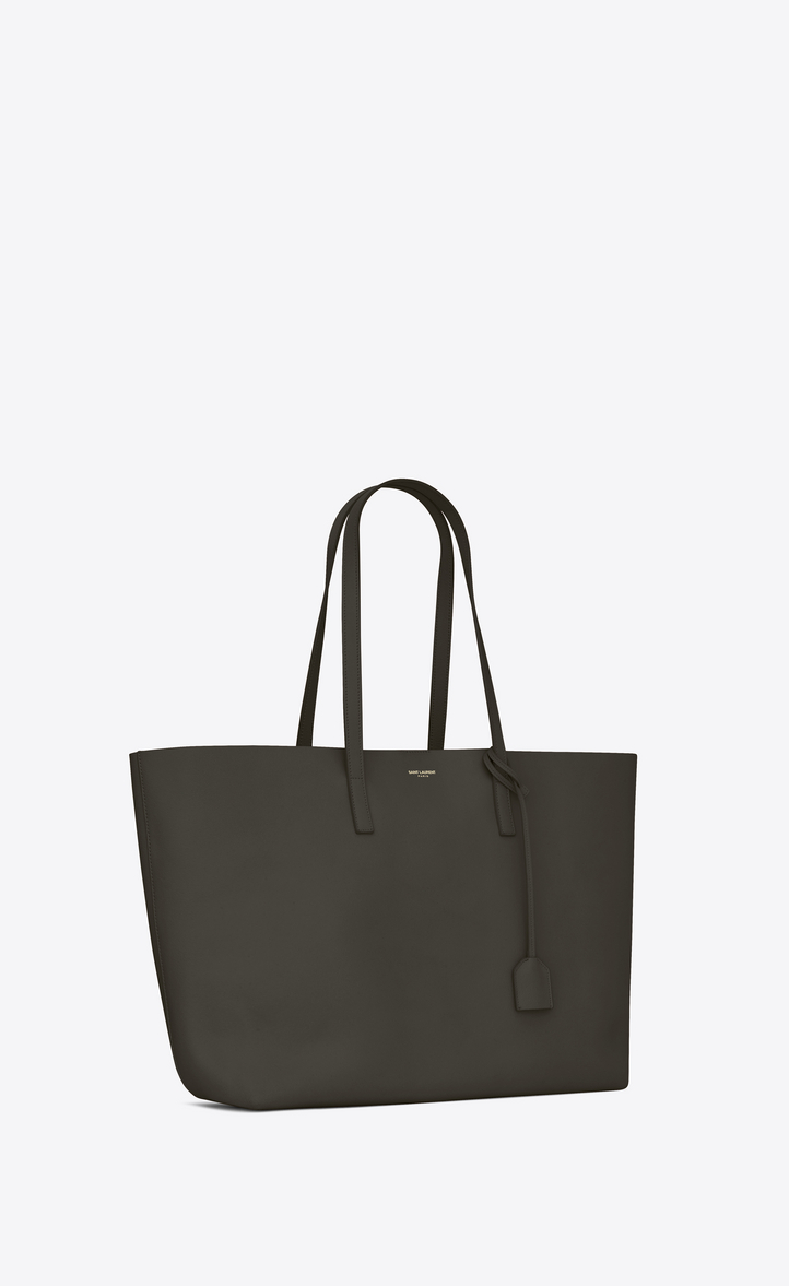 SAINT LAURENT Large Shopping Tote Bag In Dark Green Leather, Dark