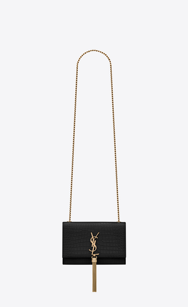 kate small with tassel in embossed crocodile shiny leather