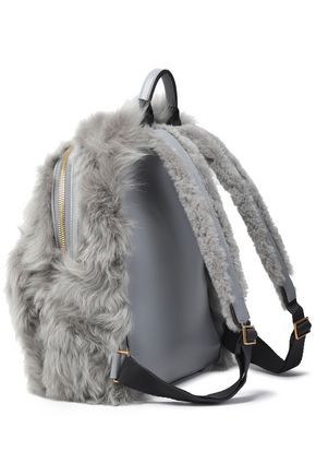 Anya Hindmarch Up To 70 Off At The Outnet Anya Hindmarch Eyes Leather Trimmed Shearling Backpack