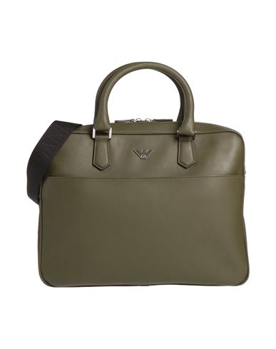 Emporio Armani Man Handbag Khaki Size - Bovine Leather, Polyurethane Coated In Beige