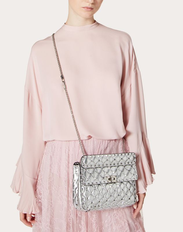 Medium Metallic Rockstud Spike Bag for Woman | Valentino Online Boutique