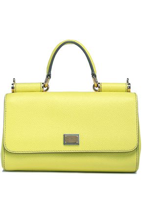 DOLCE & GABBANA WOMAN MISS SICILY TEXTURED-LEATHER SHOULDER BAG PASTEL YELLOW,US 14693524283494666