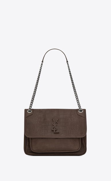 Women S Handbags Saint Laurent Ysl Niki Medium In Embossed Crocodile Suede