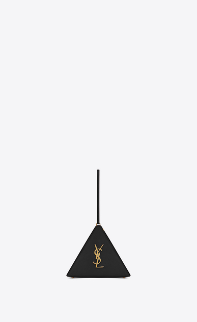 SAINT LAURENT YSL boxes Woman Pyramid clutch in black leather a_V4