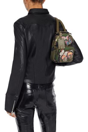 Valentino Garavani Camu Butterfly Embellished Printed Canvas Backpack In Army Green